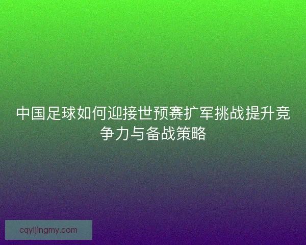 中国足球如何迎接世预赛扩军挑战提升竞争力与备战策略