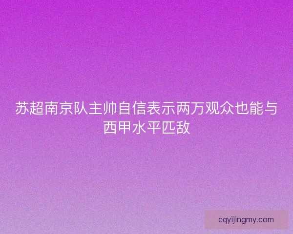 苏超南京队主帅自信表示两万观众也能与西甲水平匹敌