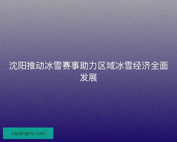 沈阳推动冰雪赛事助力区域冰雪经济全面发展