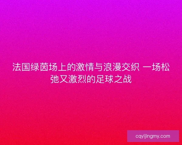 法国绿茵场上的激情与浪漫交织 一场松弛又激烈的足球之战